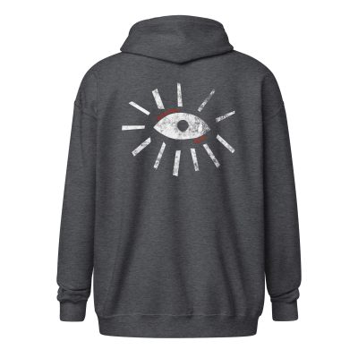 Distressed Eye Zip Hoodie